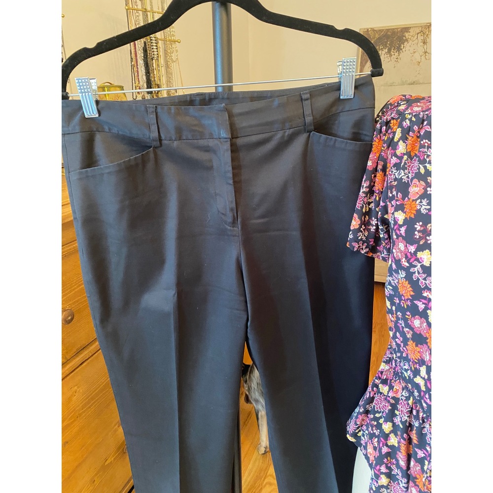 AK Anne Klein Stretch Black Straight Leg Dress Pants Women's Size 10 - Picture 3 of 9